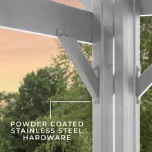14x10 hawthorne traditional steel pergola with sail shade soft canopy 14x10 hawthorne traditional steel pergola with sail shade soft canopy