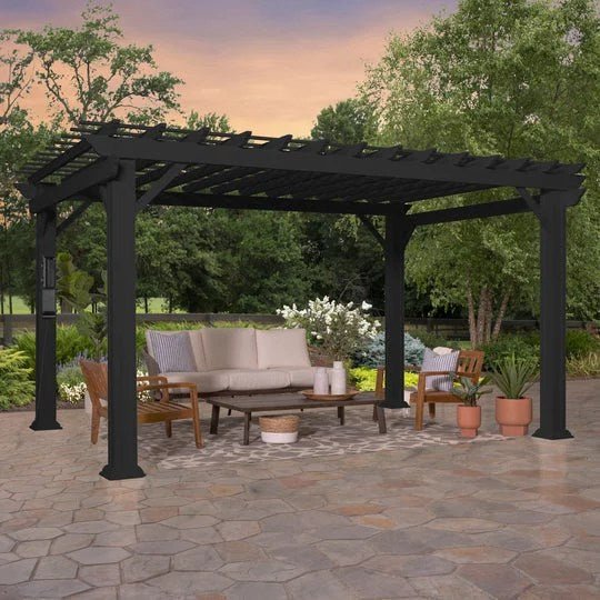 14x10 stratford traditional steel pergola with sail shade soft canopy 14x10 stratford traditional steel pergola with sail shade soft canopy